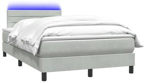 vidaXL Κρεβάτι Boxspring με Στρώμα Ανοιχτό Γκρι 120x210 εκ. Βελούδινο