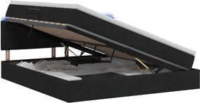 vidaXL LED Κρεβάτι αποθήκευσης με στρώμα Μαύρο 160 x 200 cm Ύφασμα