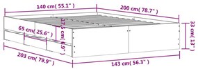 Πλαίσιο Κρεβατιού με Συρτάρια Λευκό 140x200 εκ Επεξεργ. Ξύλο - Λευκό