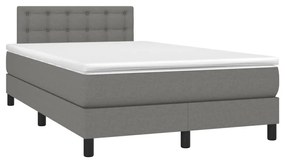 Κρεβάτι Boxspring με Στρώμα Σκούρο Γκρι 120x190 εκ Υφασμάτινο - Γκρι