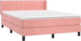 vidaXL Κρεβάτι Boxspring με Στρώμα Ροζ 140x190 εκ. Βελούδινο