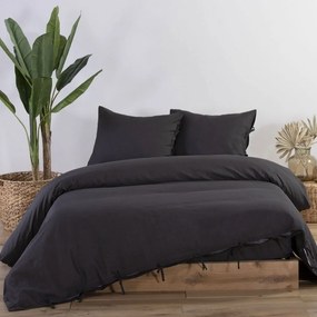 Παπλωματοθήκη Cotton-Linen Anthracite Nef-Nef Queen Size 240x220cm Βαμβάκι-Λινό