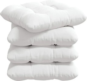 vidaXL Μαξιλάρια καθισμάτων 4 pcs Λευκό 40 x 40 x 12 εκ. ύφασμα