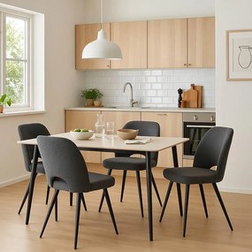 Σετ Τραπεζαρίας Gustas-Renish 5 τμχ λευκό μαρμάρου sintered stone-μπουκλέ γκρι 120x60x75εκ 120x60x75 εκ.