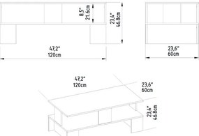 Τραπέζι σαλονιού Olly λευκό 120x60x47εκ 120x60x47 εκ.