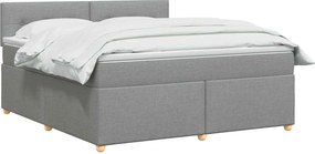 vidaXL Κρεβάτι box spring με στρώμα Ανοιχτό γκρι 140 x 190 cm Ύφασμα