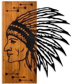 Διακοσμητικό Τοίχου Apachi 899SKL2676 50x3x58cm Walnut-Black Wallity Μέταλλο,Ξύλο