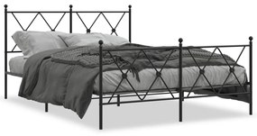 vidaXL Πλαίσιο Κρεβατιού με Κεφαλάρι&amp;Ποδαρικό Μαύρο 140x200εκ. Μέταλλο