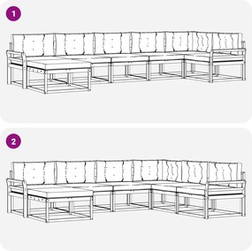vidaXL Σειρά Καναπέ Εξωτερικού με μαξιλάρι 7 pcs Λευκό και Μπεζ
