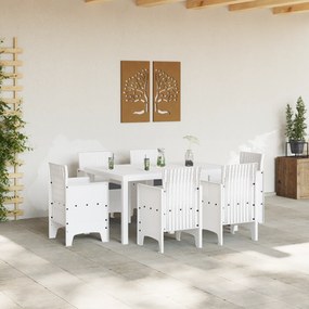 vidaXL Σετ Τραπεζαρίας Κήπου 7 Τεμαχίων με Μαξιλάρια Λευκό Συνθετικό Ρατάν