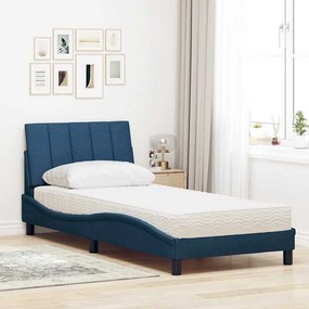 vidaXL Κρεβάτι με Στρώμα Hanko Μπλε 90x200 εκ.Υφασμάτινο