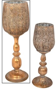 Κηροπήγιο Διάτρητο 373-92-024 12,5x14,5x47,5cm Gold Metal