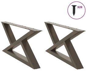 Πόδια Τραπεζιού Σαλονιού 2 τεμ. από Φυσικό Ατσάλι 70x(30-31,3) εκ. Ατσάλι