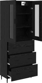 vidaXL Highboard με συρτάρι 2 pcs Μαύρη Οξυά Επεξεργασμένο ξύλο