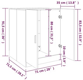 Ντουλάπι Πλυντηρίου Καφέ Δρυς 71 x 71,5 x 91,5 εκ.