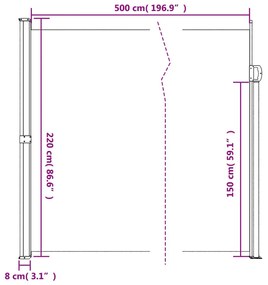 Σκίαστρο Πλαϊνό Συρόμενο Τερακότα 220 x 500 εκ. - Πορτοκαλί