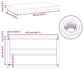 ΡΑΦΙΑ ΤΟΙΧΟΥ 2ΤΕΜ. ΑΣΗΜΙ 50X30X3 ΕΚ. ΑΝΟΞΕΙΔΩΤΟ ΑΤΣΑΛΙ 30285