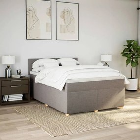 vidaXL Κρεβάτι Boxspring με Στρώμα Taupe 160x200 εκ. Υφασμάτινο