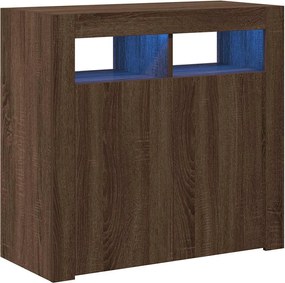 vidaXL Ντουλάπι με LED Καφέ Δρυς 80 x 35 x 75 εκ.
