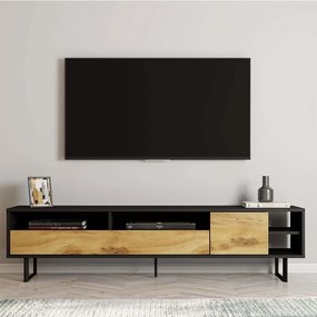 Έπιπλο Tηλεόρασης Luga 382NRC2517 180x29,8x44,7cm Black-Oak