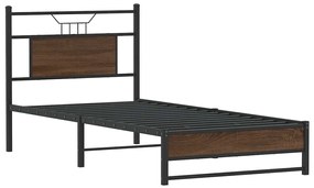 vidaXL Πλαίσιο Κρεβατιού Χωρ. Στρώμα Καφέ Δρυς 75x190εκ Επεξ. Ξύλο