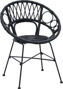 vidaXL Καρέκλα τραπεζαρίας 2 pcs Καλάμι και Σίδερο Μαύρο