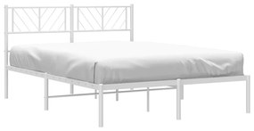 Πλαίσιο Κρεβατιού με Κεφαλάρι Λευκό 140x190 εκ. Μεταλλικό - Λευκό