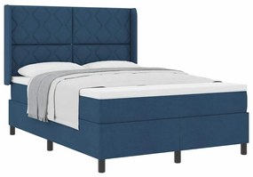 vidaXL Κρεβάτι με ελατήρια με στρώμα Μπλε 140 x 200 cm ύφασμα