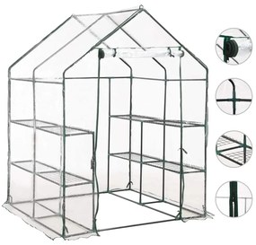 vidaXL Θερμοκήπιο με 8 Ράφια 143 x 143 x 195 εκ.