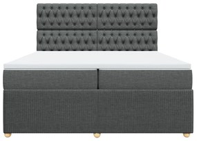 vidaXL Κρεβάτι Boxspring με Στρώμα Σκούρο Γκρι 200x200 εκ. Υφασμάτινο