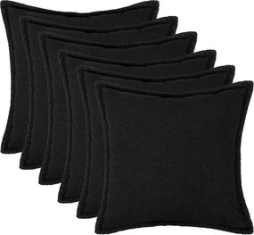vidaXL Κάλυμμα Μαξιλαριού 6 pcs HOUTEN Μαύρο 30 x 30 cm Μπουκλέ