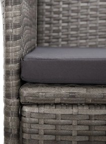 vidaXL Σετ Τραπεζαρίας Κήπου 9 τεμ. Γκρι Συνθ. Ρατάν με Μαξιλάρια