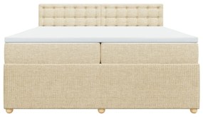 vidaXL Κρεβάτι Boxspring με Στρώμα Κρεμ 200x200 εκ. Υφασμάτινο