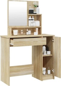 vidaXL Μπουντουάρ με Καθρέφτη Sonoma Δρυς 86,5x35x136 εκ.