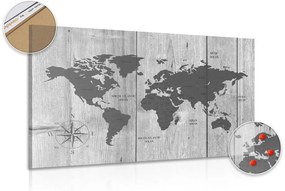 Εικόνα σε γκρίζο χάρτη φελλό σε ξύλινο φόντο - 90x60  wooden