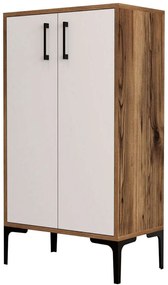 Παπουτσοθήκη Prag 845HCT4108 60x35x111cm Walnut-White Μοριοσανίδα, Μέταλλο