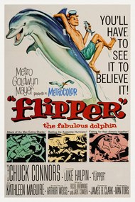 Εκτύπωση έργου τέχνης Flipper, The Fabulous Dolphin (Vintage Cinema / Retro Movie Theatre Poster / Iconic Film Advert), (26.7 x 40 cm)