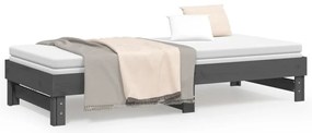 vidaXL Καναπές Κρεβάτι Συρόμενος Γκρι 2x(100x200)εκ. Μασίφ Ξύλο Πεύκου