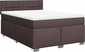 vidaXL Κρεβάτι Boxspring με Στρώμα Σκούρο Καφέ 140x190 εκ. Υφασμάτινο