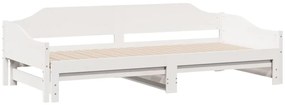 vidaXL Καναπές Κρεβάτι Συρόμενος Λευκός 90 x 200 εκ. Μασίφ Ξύλο Πεύκου