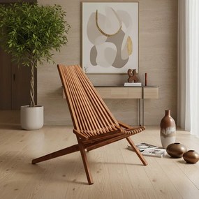 Πολυθρόνα Phoenox pakoworld πτυσσόμενη φυσικό teak ξύλο 65x90x87εκ