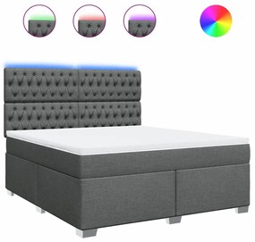 vidaXL Κρεβάτι Boxspring με Στρώμα Σκούρο Γκρι 180x200 εκ Υφασμάτιν