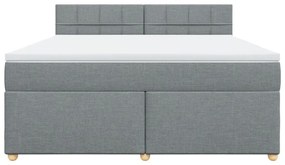 Κρεβάτι Boxspring με Στρώμα Ανοιχτό Γκρι 180x200 εκ. Υφασμάτινο - Γκρι