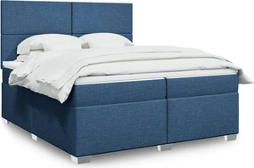 vidaXL Κρεβάτι Boxspring με Στρώμα Μπλε 200x200 εκ. Υφασμάτινο