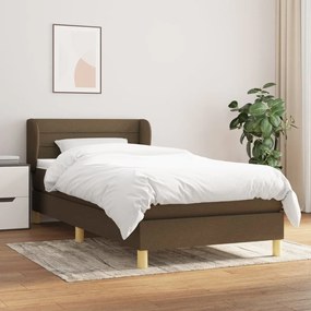 vidaXL Κρεβάτι Boxspring με Στρώμα Σκούρο Καφέ 90x200 εκ. Υφασμάτινο