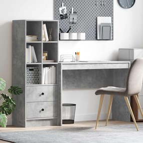 vidaXL Γραφείο με συρτάρι με ράφι με αποθήκευση 2 pcs Σκυρόδεμα Γκρι