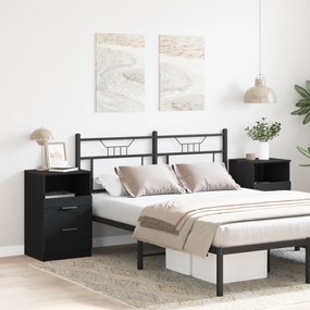 vidaXL Κομοδίνα 2 τμχ Μαύρο Οξιά 40x35x65 εκ Επεξεργασμένο ξύλο