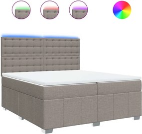 vidaXL Κρεβάτι Boxspring με Στρώμα Taupe 200x200 εκ. Υφασμάτινο