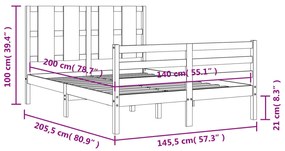 ΠΛΑΙΣΙΟ ΚΡΕΒΑΤΙΟΥ ΜΕ ΚΕΦΑΛΑΡΙ ΛΕΥΚΟ 140X200 ΕΚ. ΜΑΣΙΦ ΞΥΛΟ 3194117