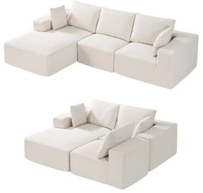 VEVOR Modular Sectional Sofa L Shaped Cloud Couch with Chaise and Cushion Beige
